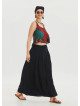 Black Long Skirt with Elastic Waist and Drape Detail 4493